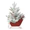 Glitzhome® 21" Christmas Red Sleigh Frosted Floral Centerpiece
